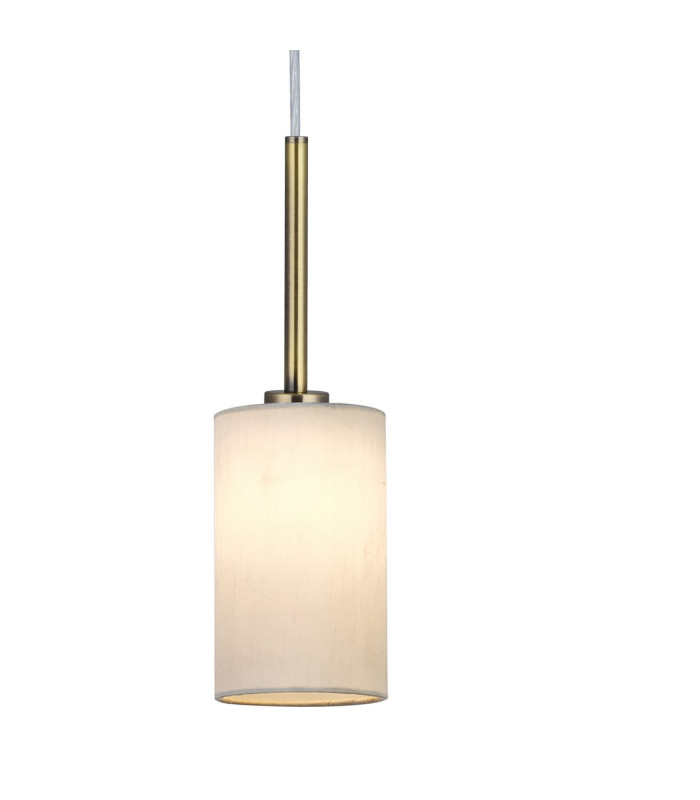 Baymont Antique Brass 3 Light E27 Linear Pendant With 12cm x 20cm Faux Silk Shade White-6