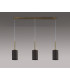 Baymont Antique Brass 3 Light E27 Linear Pendant With 12cm x 20cm Faux Silk Shade Grey-13