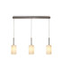 Baymont Satin Nickel 3 Light E27 Linear Pendant With 12cm Faux Silk Shade Ivory Pearl/White Laminate-1