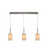 Baymont Satin Nickel 3 Light E27 Linear Pendant With 12cm Dual Faux Silk Shade Nude Beige/Moonlight-1