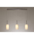 Baymont Satin Nickel 3 Light E27 Linear Pendant With 12cm Faux Silk Shade Ivory Pearl/White Laminate-2
