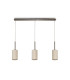 Baymont Satin Nickel 3 Light E27 Linear Pendant With 12cm Faux Silk Shade Ivory Pearl/White Laminate-4