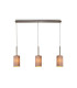 Baymont Satin Nickel 3 Light E27 Linear Pendant With 12cm Dual Faux Silk Shade Taupe/Halo Gold-1