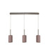 Baymont Satin Nickel 3 Light E27 Linear Pendant With 12cm Dual Faux Silk Shade Taupe/Halo Gold-4