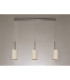 Baymont Satin Nickel 3 Light E27 Linear Pendant With 12cm Faux Silk Shade Ivory Pearl/White Laminate-11