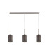 Baymont Satin Nickel 3 Light E27 Linear Pendant With 12cm Faux Silk Shade Grey-1