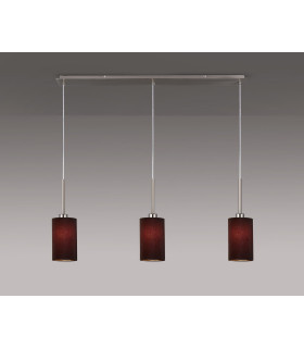 Baymont Satin Nickel 3 Light E27 Linear Pendant With 12cm Faux Silk Shade Black-2