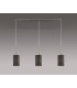 Baymont Satin Nickel 3 Light E27 Linear Pendant With 12cm Faux Silk Shade Grey-2