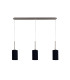Baymont Satin Nickel 3 Light E27 Linear Pendant With 12cm Faux Silk Shade Black-4