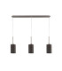 Baymont Satin Nickel 3 Light E27 Linear Pendant With 12cm Faux Silk Shade Grey-4