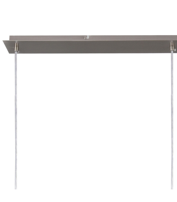 Baymont Satin Nickel 3 Light E27 Linear Pendant With 12cm Faux Silk Shade Grey-5