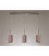 Baymont Satin Nickel 3 Light E27 Linear Pendant With 12cm Dual Faux Silk Shade Taupe/Halo Gold-11