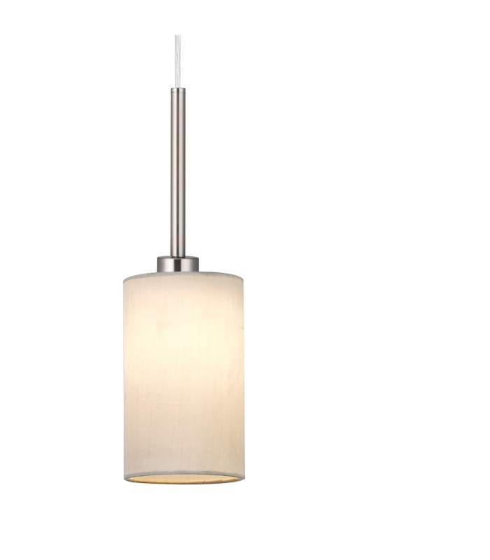 Baymont Satin Nickel 3 Light E27 Linear Pendant With 12cm Faux Silk Shade White-6