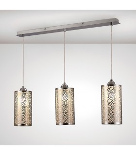 Circle Pattern Ceiling Pendant 3 Light E27 Linear Polished Chrome - 2