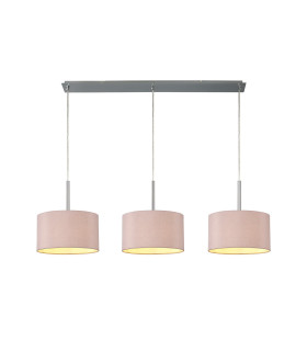 Baymont Polished Chrome 3 Light E27 Linear Pendant With 30cm x 17cm Dual Faux Silk Shade Taupe/Halo Gold-1