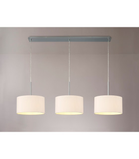 Baymont Polished Chrome 3 Light E27 Linear Pendant With 30cm x 17cm Dual Faux Silk Shade Nude Beige/Moonlight-2