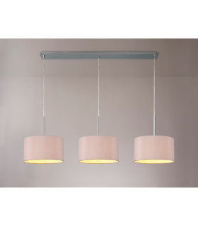 Baymont Polished Chrome 3 Light E27 Linear Pendant With 30cm x 17cm Dual Faux Silk Shade Taupe/Halo Gold-2