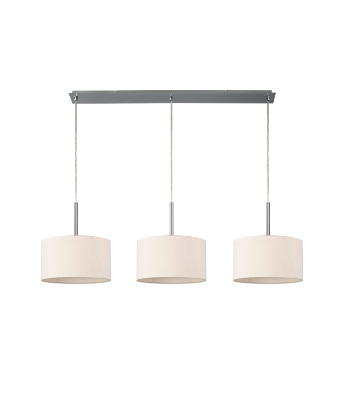 Baymont Polished Chrome 3 Light E27 Linear Pendant With 30cm x 17cm Dual Faux Silk Shade Nude Beige/Moonlight-4