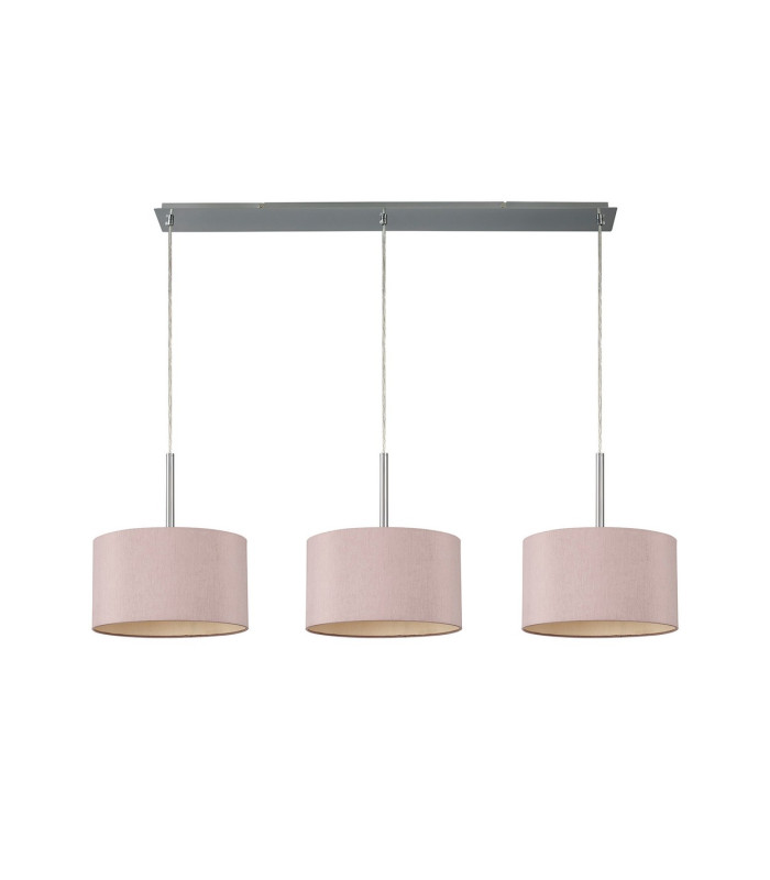 Baymont Polished Chrome 3 Light E27 Linear Pendant With 30cm x 17cm Dual Faux Silk Shade Taupe/Halo Gold-4
