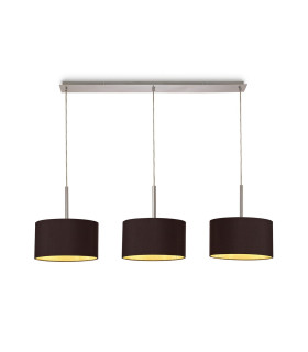 Baymont Polished Chrome 3 Light E27 Linear Pendant With 30cm x 17cm Dual Faux Silk Shade Midnight Black/Green Olive-1