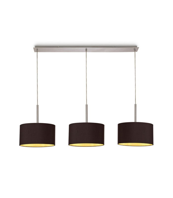 Baymont Polished Chrome 3 Light E27 Linear Pendant With 30cm x 17cm Dual Faux Silk Shade Midnight Black/Green Olive-1