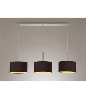Baymont Polished Chrome 3 Light E27 Linear Pendant With 30cm x 17cm Dual Faux Silk Shade Midnight Black/Green Olive-2