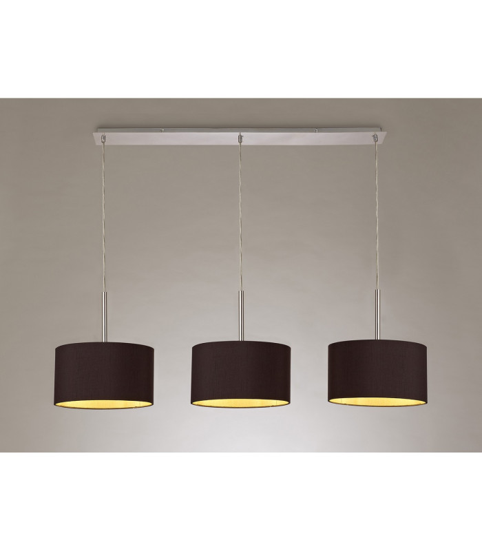 Baymont Polished Chrome 3 Light E27 Linear Pendant With 30cm x 17cm Dual Faux Silk Shade Midnight Black/Green Olive-2