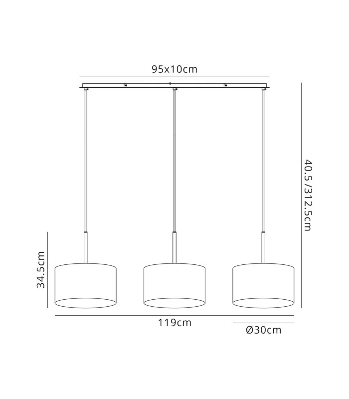 Baymont Polished Chrome 3 Light E27 Linear Pendant With 30cm x 17cm Dual Faux Silk Shade Midnight Black/Green Olive-3