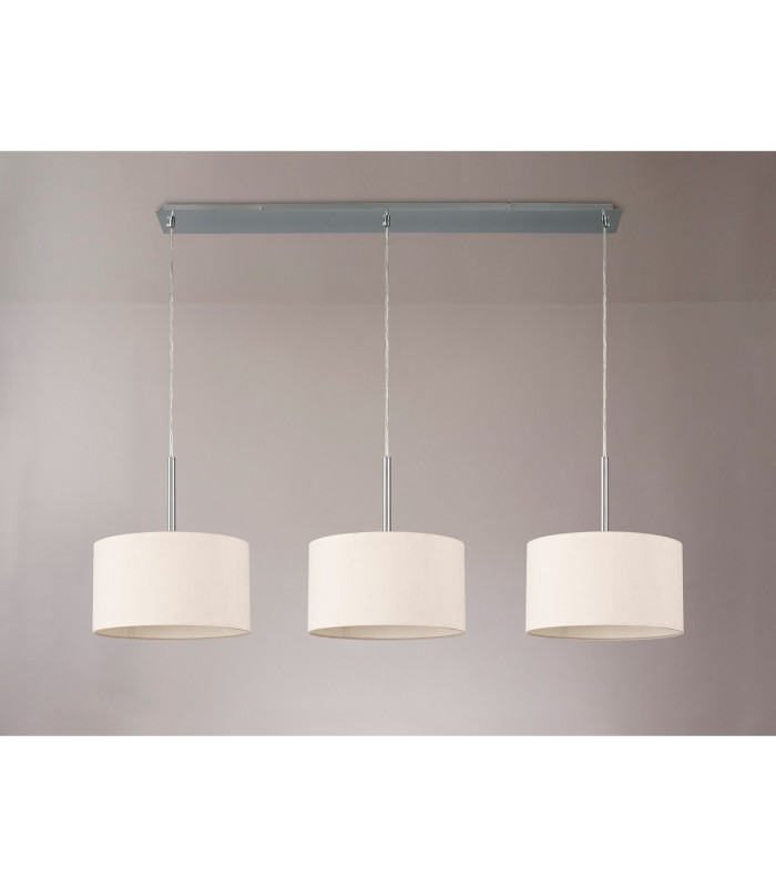 Baymont Polished Chrome 3 Light E27 Linear Pendant With 30cm x 17cm Dual Faux Silk Shade Nude Beige/Moonlight-11