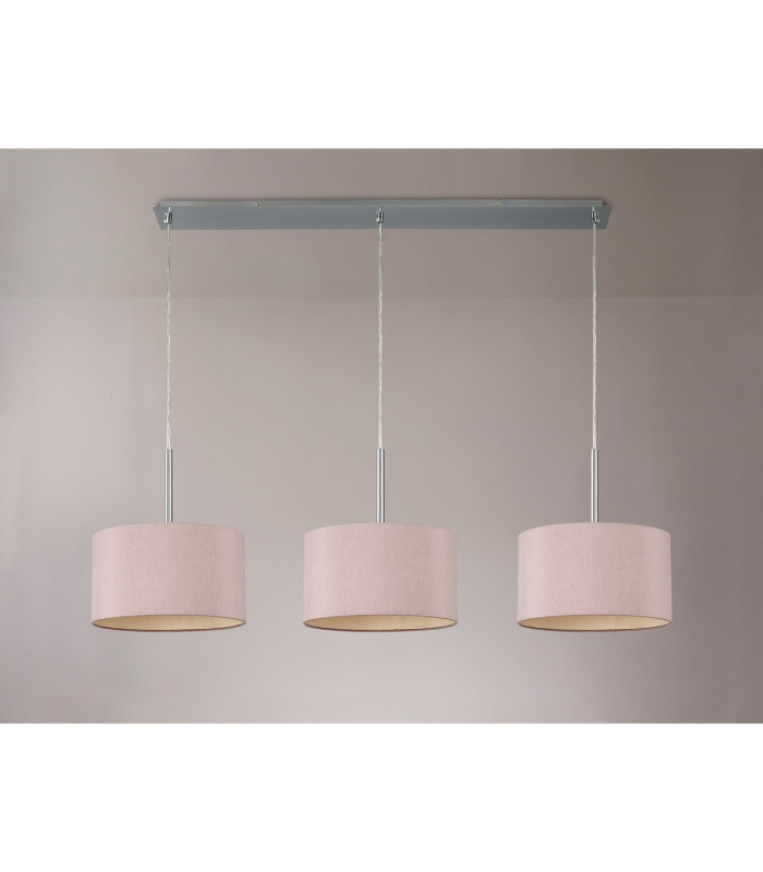 Baymont Polished Chrome 3 Light E27 Linear Pendant With 30cm x 17cm Dual Faux Silk Shade Taupe/Halo Gold-11