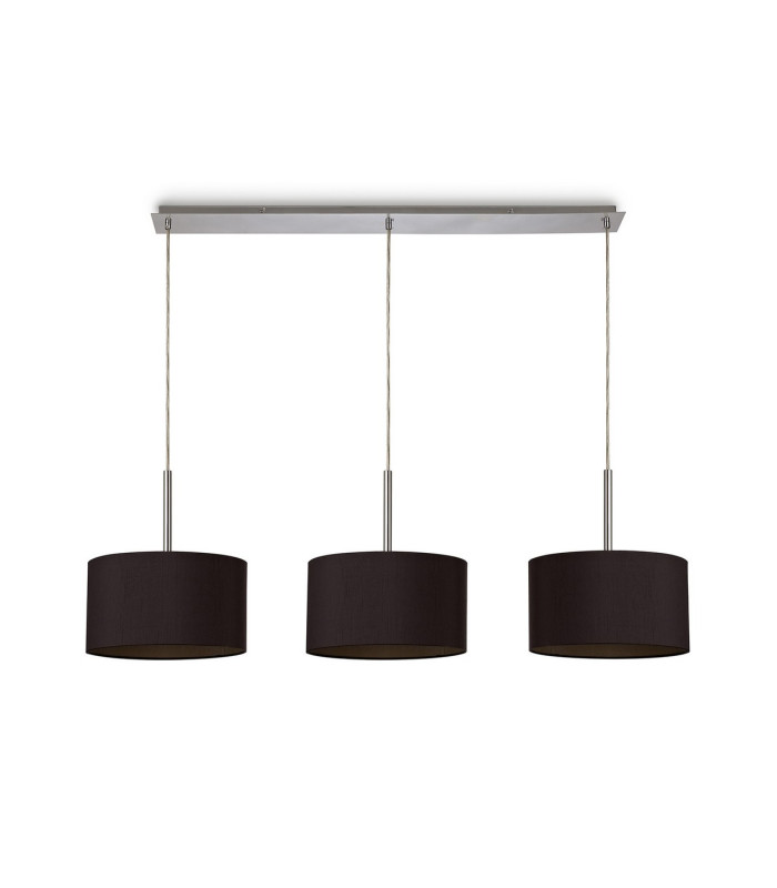Baymont Polished Chrome 3 Light E27 Linear Pendant With 30cm x 17cm Dual Faux Silk Shade Midnight Black/Green Olive-4