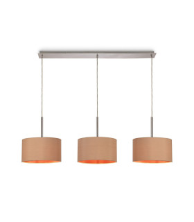 Baymont Polished Chrome 3 Light E27 Linear Pendant With 30cm x 17cm Dual Faux Silk Shade Antique Gold/Ruby-1