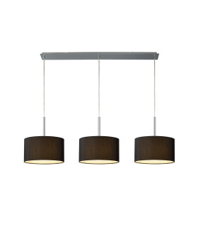 Baymont Polished Chrome 3 Light E27 Linear Pendant With 30cm x 17cm Faux Silk Shade Black/White Laminate-1
