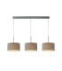 Baymont Polished Chrome 3 Light E27 Linear Pendant With 30cm x 17cm Faux Silk Shade Grey/White Laminate-1