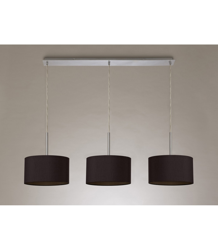 Baymont Polished Chrome 3 Light E27 Linear Pendant With 30cm x 17cm Dual Faux Silk Shade Midnight Black/Green Olive-11