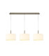 Baymont Antique Brass 3 Light E27 Linear Pendant With 30cm x 17cm Faux Silk Shade Ivory Pearl/White Laminate-1
