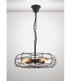 Cage Ceiling Pendant 5 Light E27 Black - 2