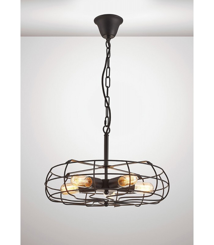 Cage Ceiling Pendant 5 Light E27 Black - 2