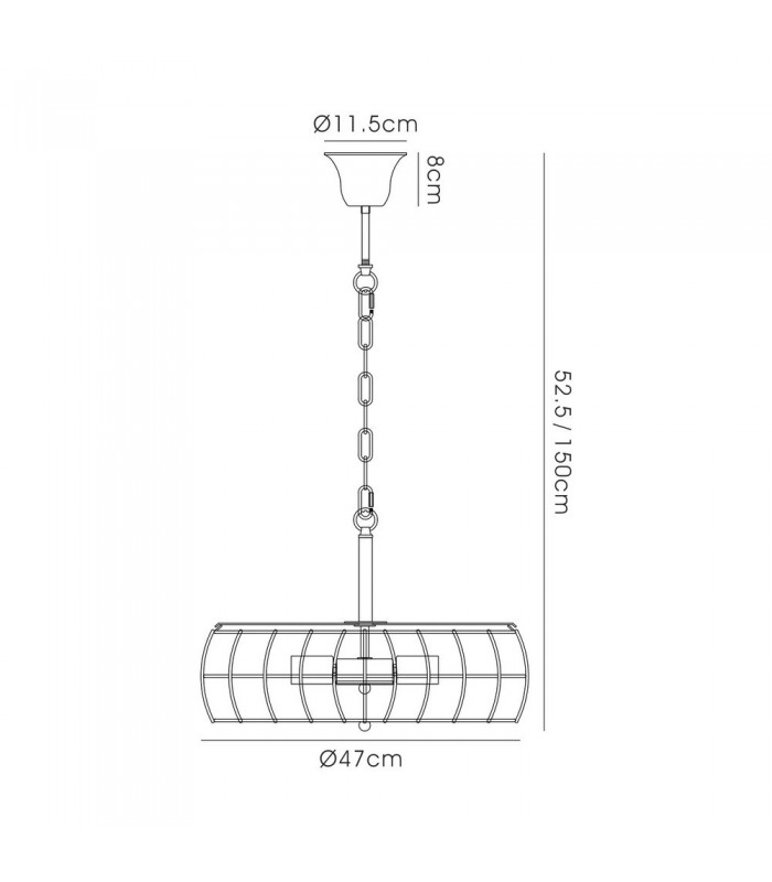 Cage Ceiling Pendant 5 Light E27 Black - 3