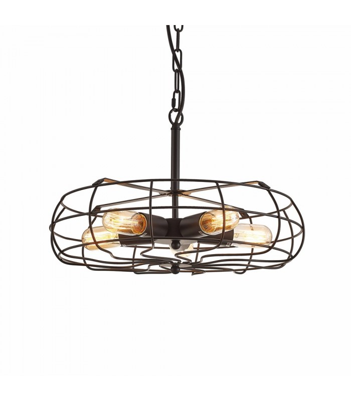 Cage Ceiling Pendant 5 Light E27 Black - 4