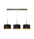 Baymont Antique Brass 3 Light E27 Linear Pendant With 30cm x 17cm Dual Faux Silk Shade Midnight Black/Green Olive-1