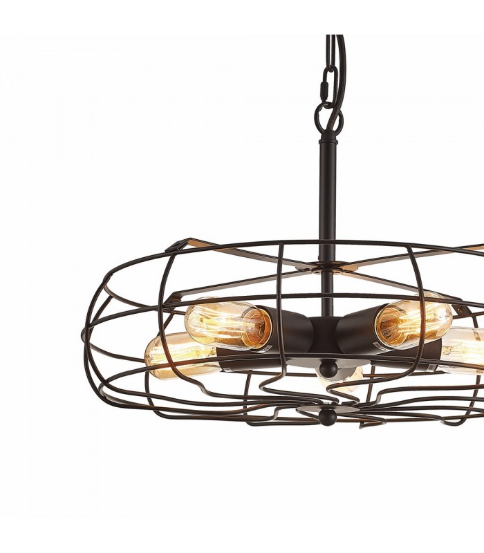 Cage Ceiling Pendant 5 Light E27 Black - 5