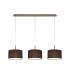 Baymont Antique Brass 3 Light E27 Linear Pendant With 30cm x 17cm Faux Silk Shade Black/White Laminate-1