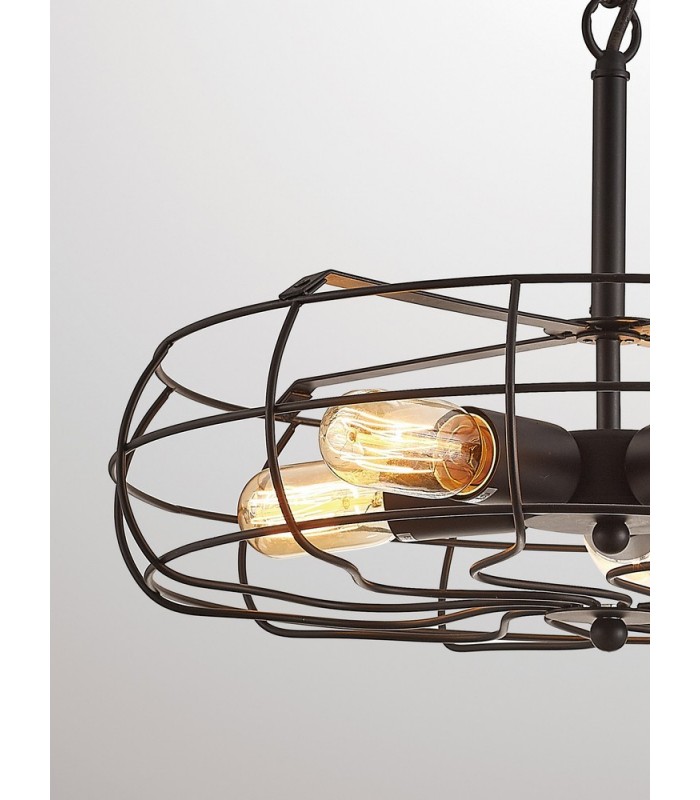 Cage Ceiling Pendant 5 Light E27 Black - 8