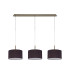 Baymont Antique Brass 3 Light E27 Linear Pendant With 30cm x 17cm Faux Silk Shade Black/White Laminate-4