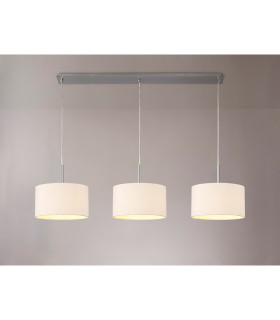 Baymont Satin Nickel 3 Light E27 Linear Pendant With 30cm x 17cm Dual Faux Silk Shade Nude Beige/Moonlight-2
