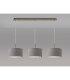 Baymont Antique Brass 3 Light E27 Linear Pendant With 30cm x 17cm Faux Silk Shade Grey/White Laminate-11