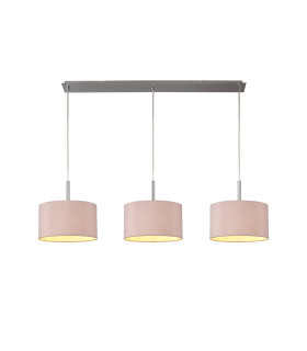 Baymont Satin Nickel 3 Light E27 Linear Pendant With 30cm x 17cm Dual Faux Silk Shade Taupe/Halo Gold-1
