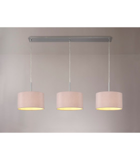 Baymont Satin Nickel 3 Light E27 Linear Pendant With 30cm x 17cm Dual Faux Silk Shade Taupe/Halo Gold-2