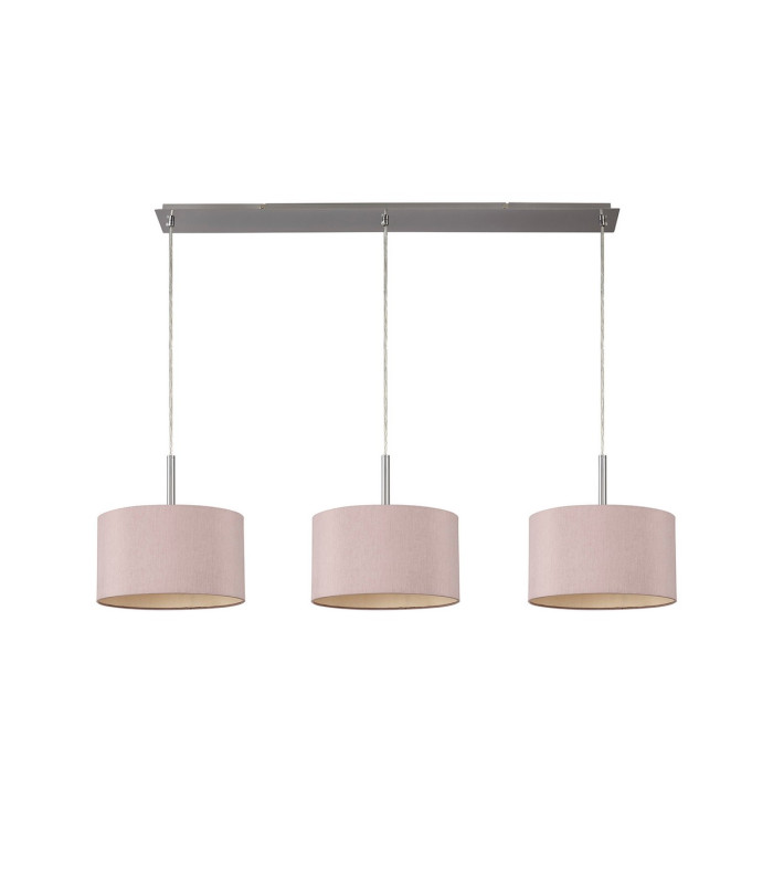 Baymont Satin Nickel 3 Light E27 Linear Pendant With 30cm x 17cm Dual Faux Silk Shade Taupe/Halo Gold-4